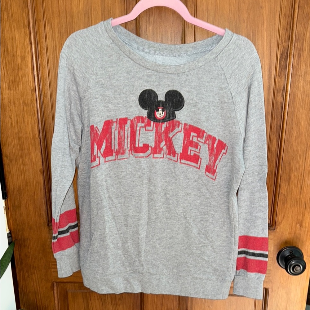Mickey Mouse Gray and Red Women’s Pullover, size Medium